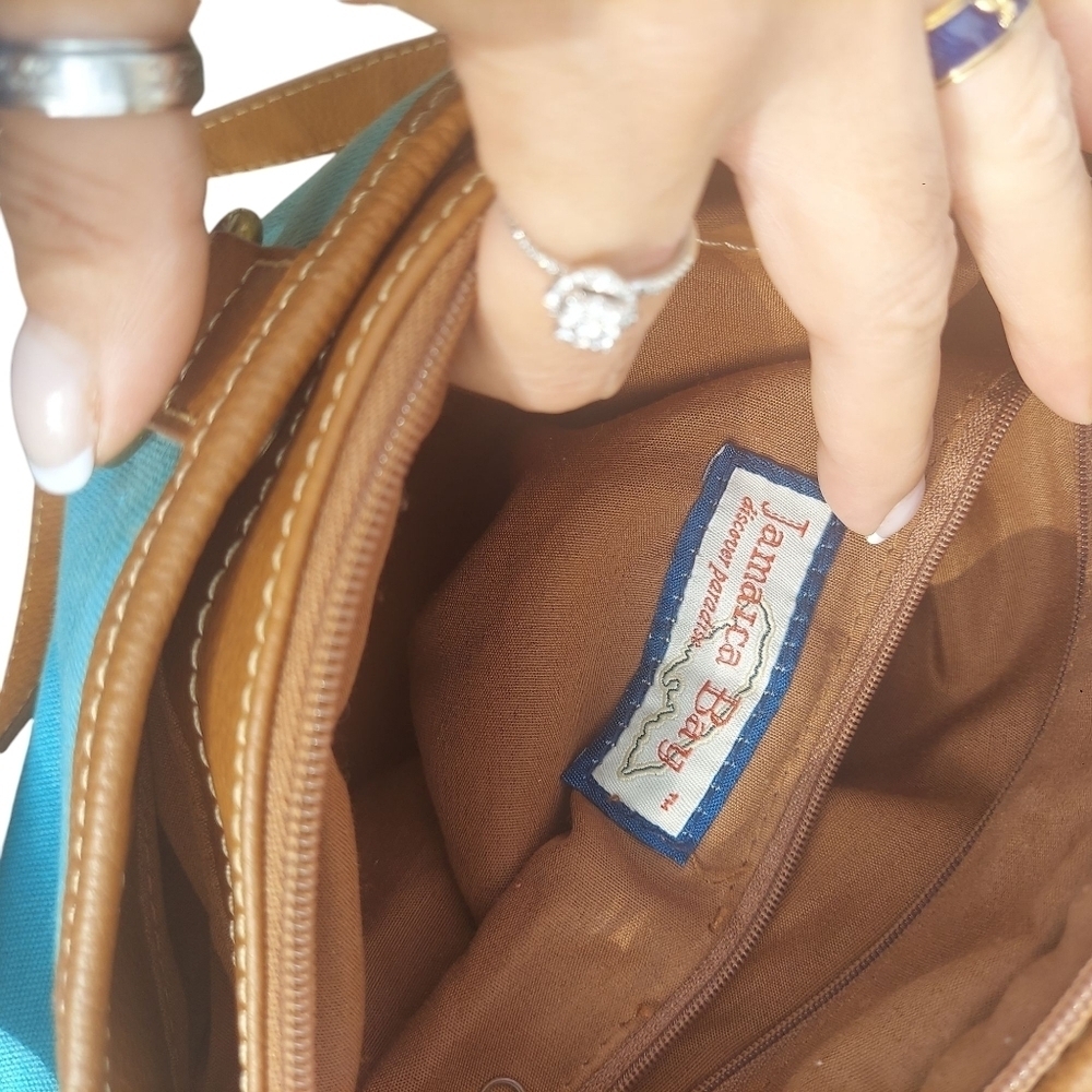 Jamaica Bay Teal Canvas Shoulder Bag - Picture 8 of 15